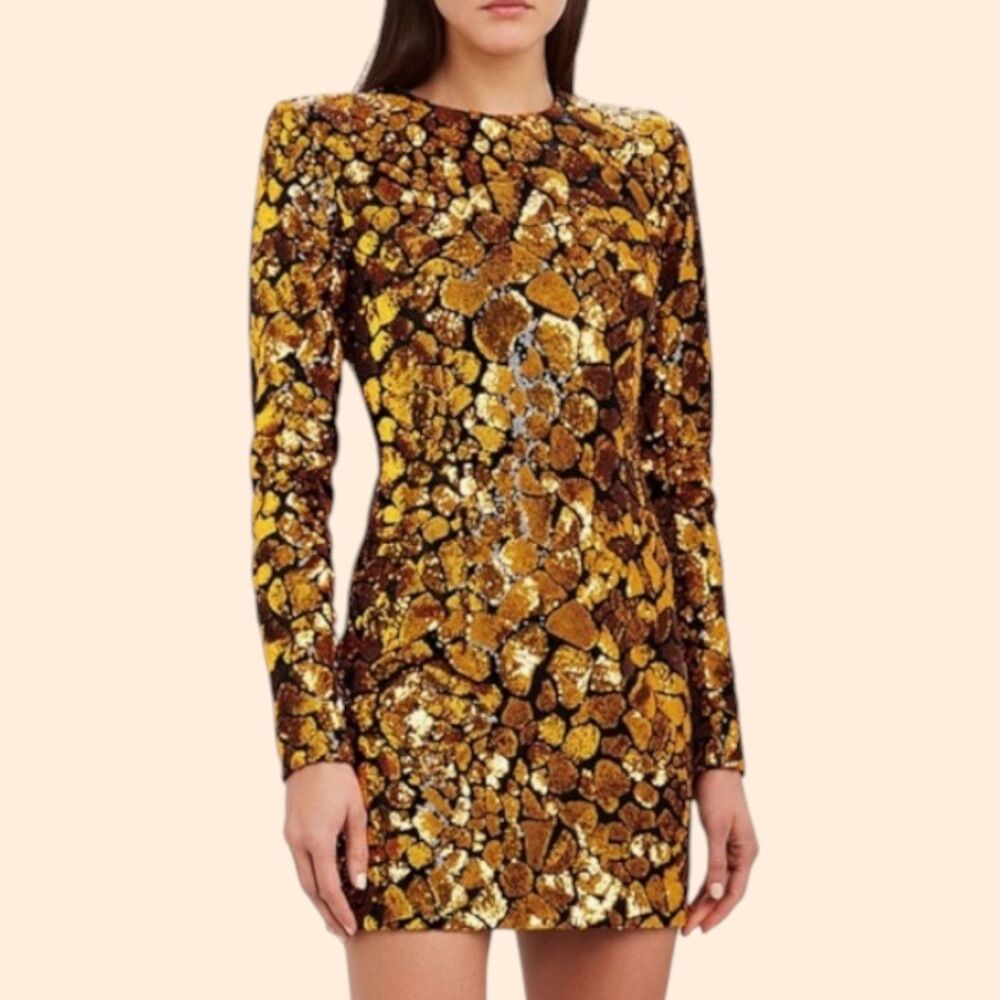 Balmain Gold Sequin Mini Dress